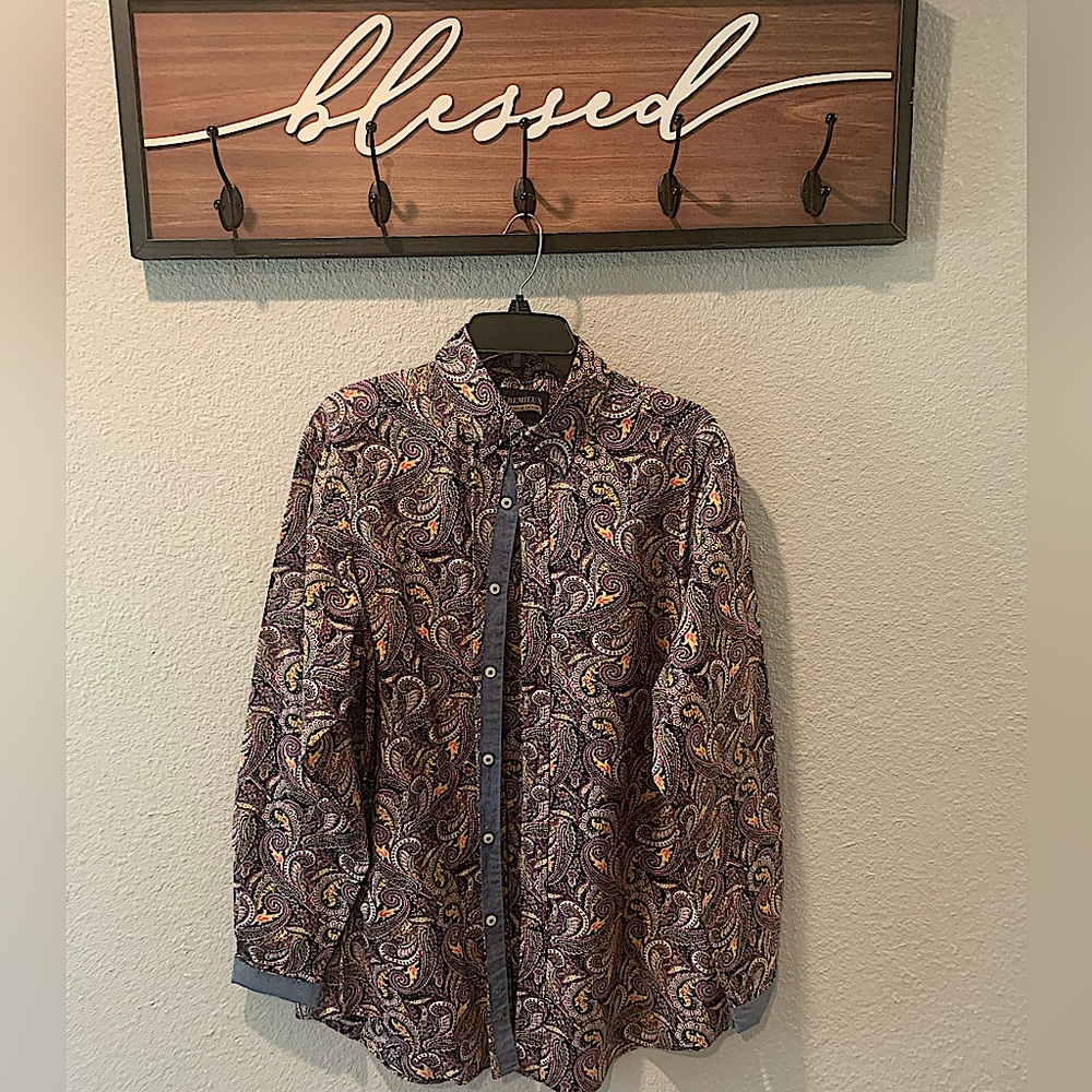 CREMIEUX Premium Denim Multicolor Paisley Cotton Size Large
